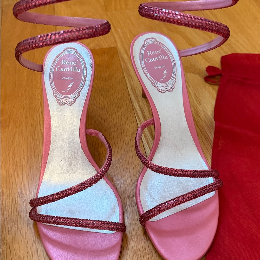 Authentic René Caovilla Pink Cleo crystal embellished heels - Picture 9 of 9